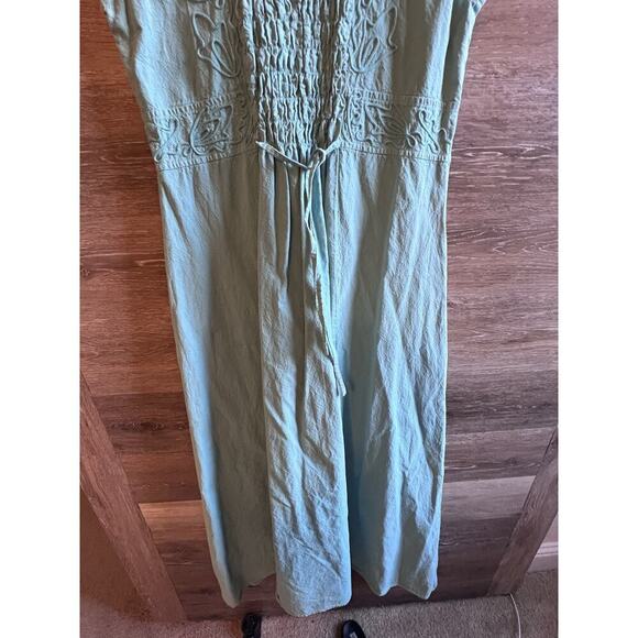 GRETTY ZUEGER womens size S embroidered Cotton Teal maxi dress Boho Cottagecore - Picture 7 of 10